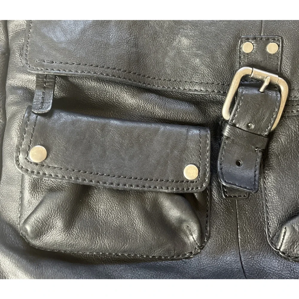Fossil Black Leather Messenger Laptop Crossbody Shoulder Bag